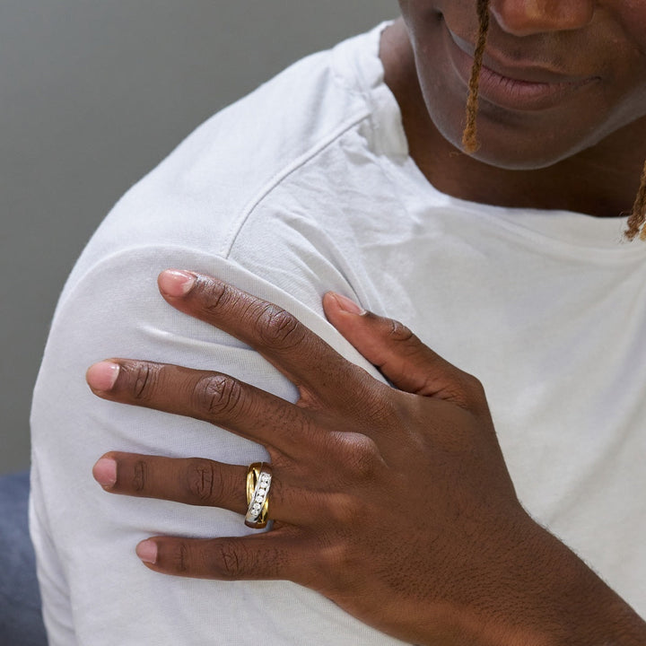 4mm Round Lab Grown Men's Crossover Men's Wedding Band