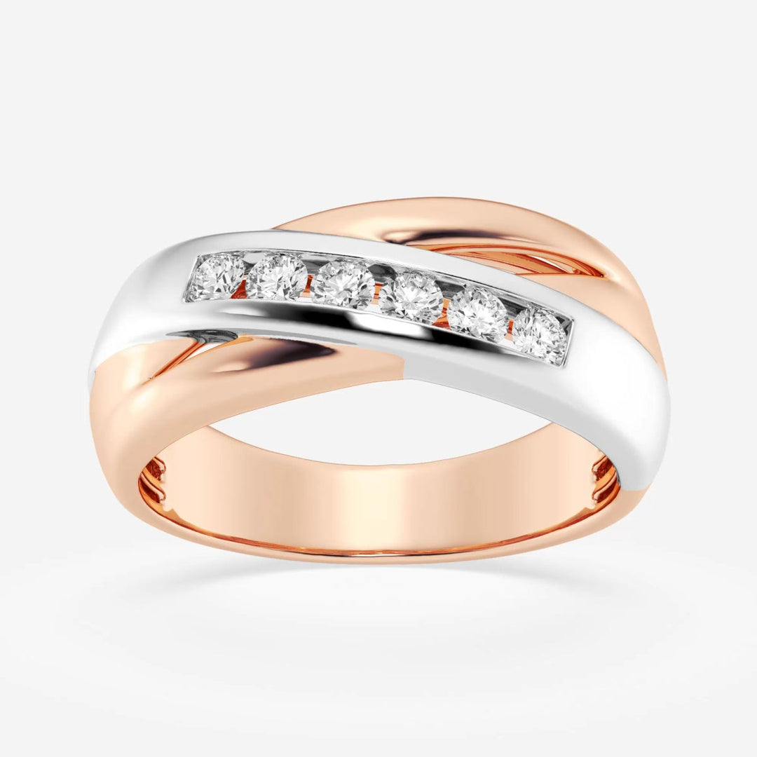 4mm Round Lab Grown Men's Crossover Men's Wedding Band