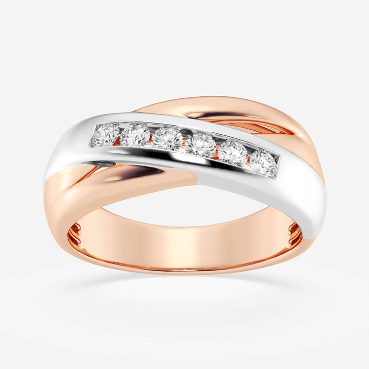 4mm Round Lab Grown Men's Crossover Men's Wedding Band