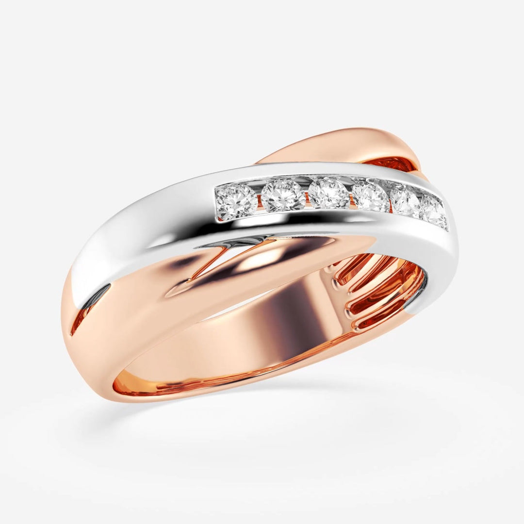 4mm Round Lab Grown Men's Crossover Men's Wedding Band