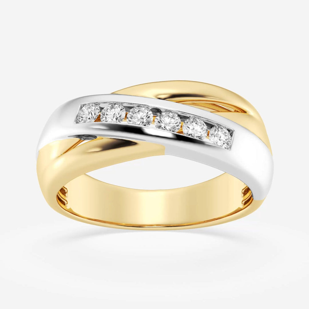 4mm Round Lab Grown Men's Crossover Men's Wedding Band