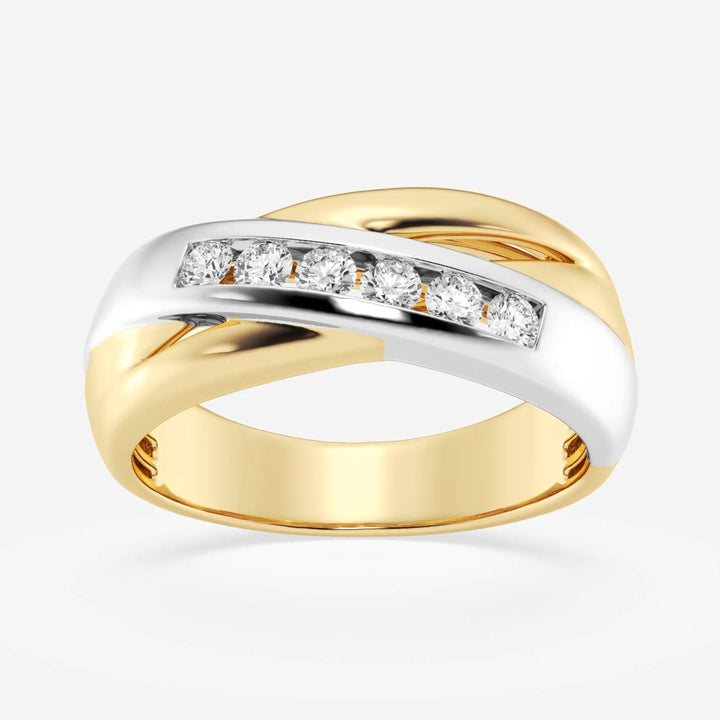 4mm Round Lab Grown Men's Crossover Men's Wedding Band