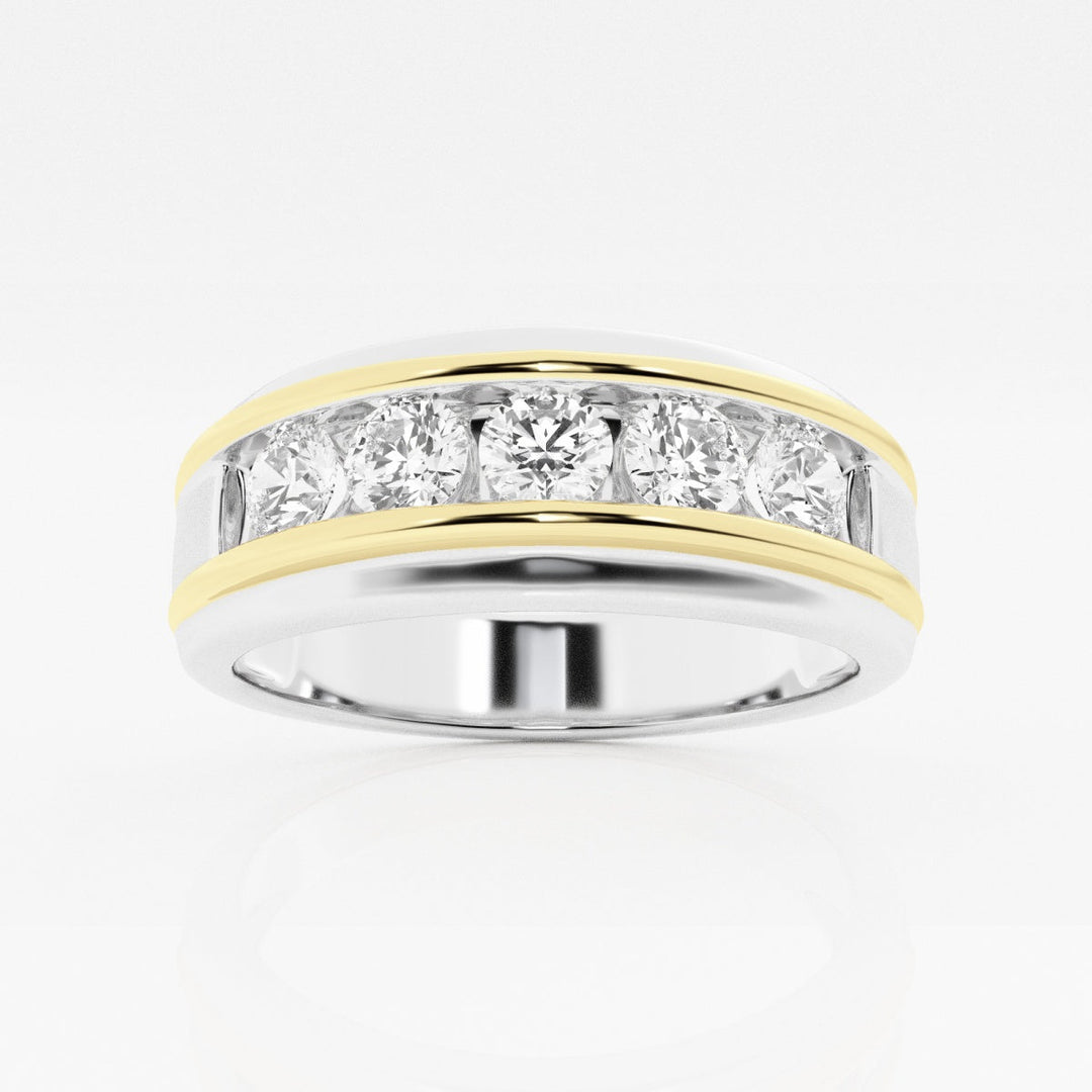 4.5mm Round Lab Grown Five Stone Diamond Men's Wedding Band