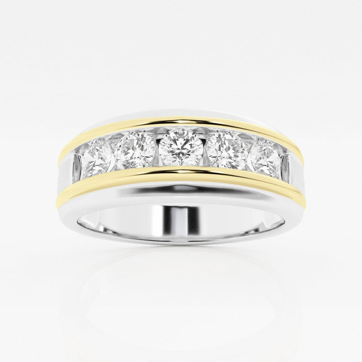 4.5mm Round Lab Grown Five Stone Diamond Men's Wedding Band