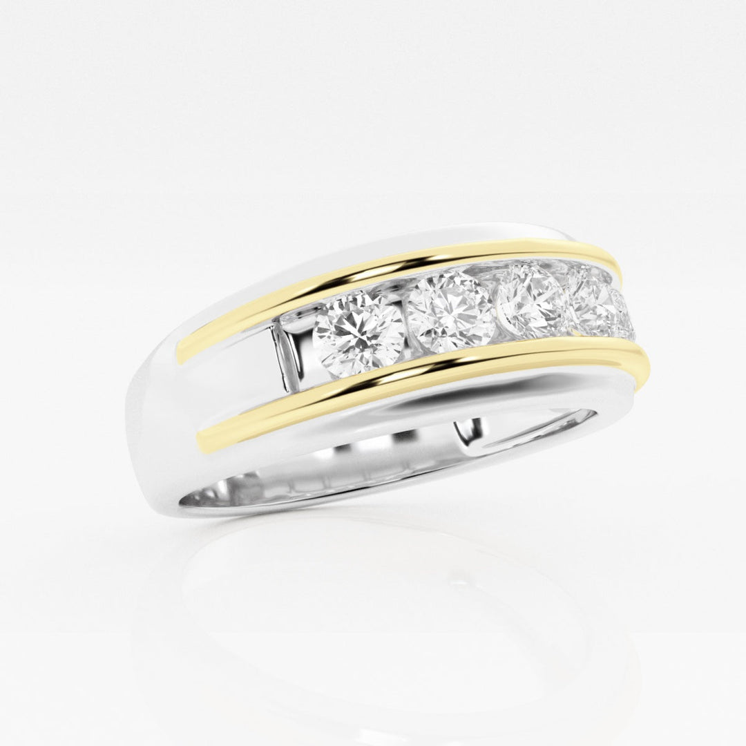 4.5mm Round Lab Grown Five Stone Diamond Men's Wedding Band