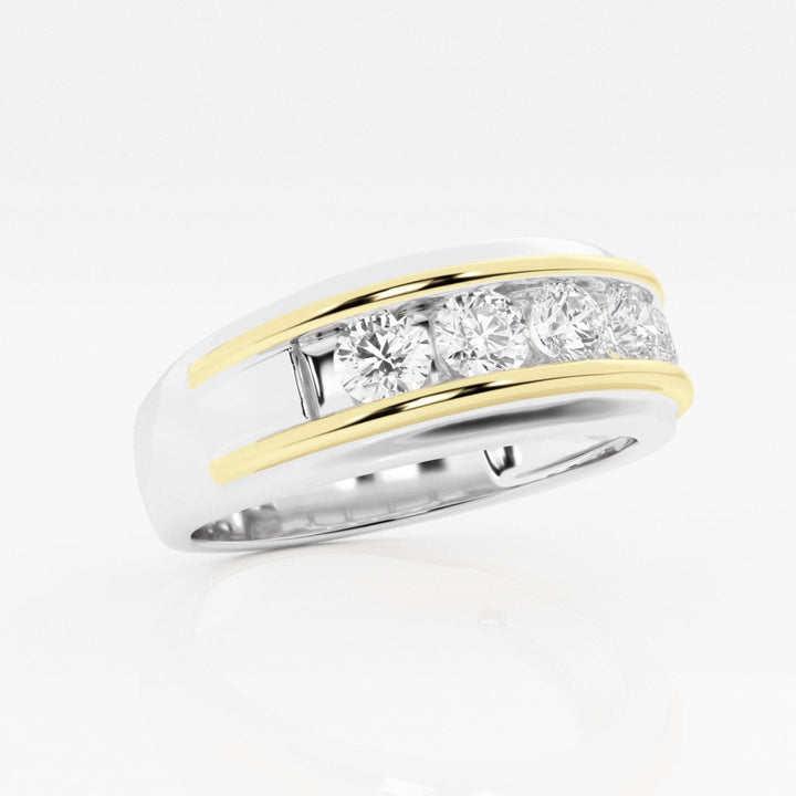 4.5mm Round Lab Grown Five Stone Diamond Men's Wedding Band