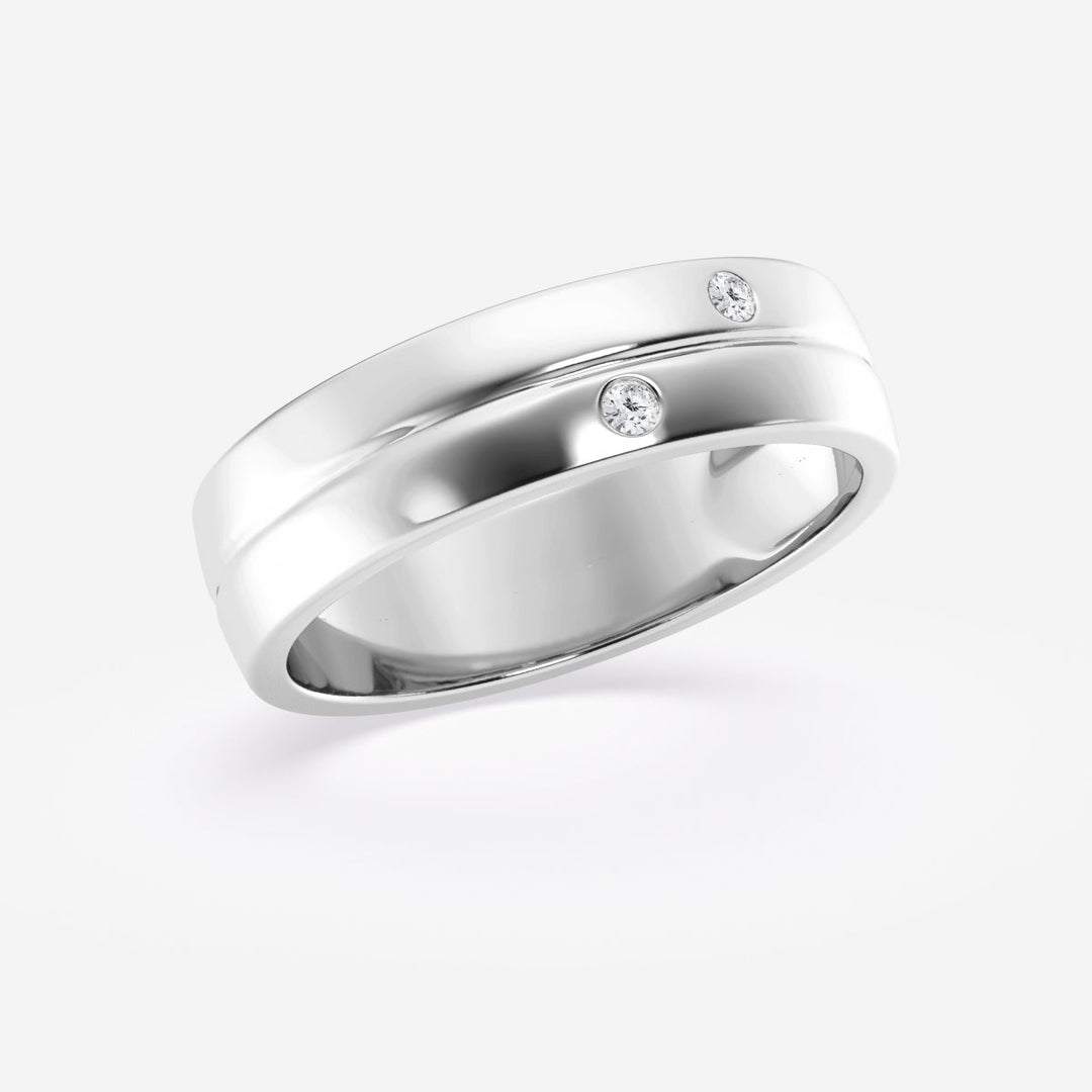 4mm Round Lab Grown Diamond Double Burnished Men's Wedding Band