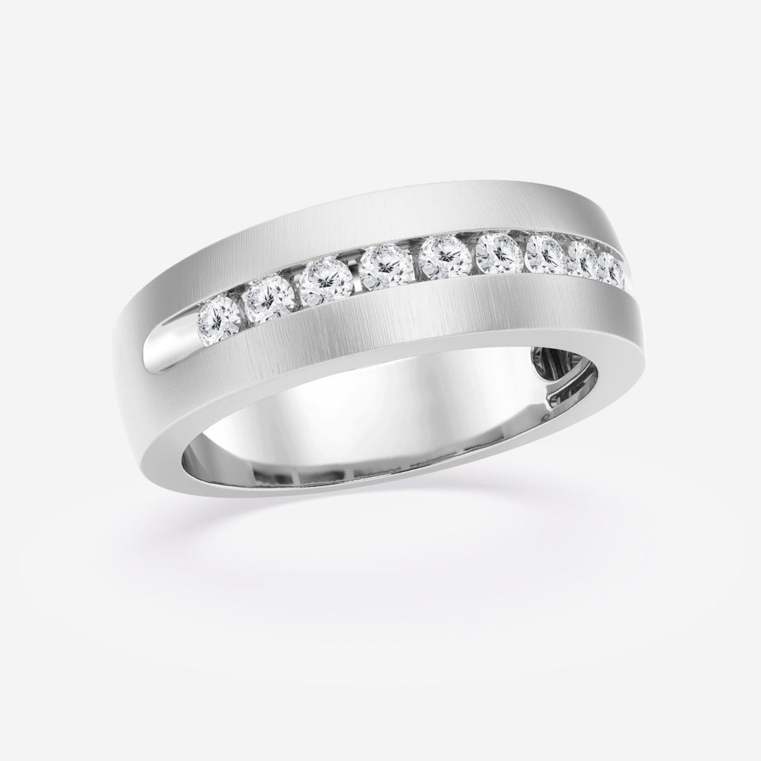 5mm Round Lab Grown Diamond Nine-Stone Men's Wedding Band