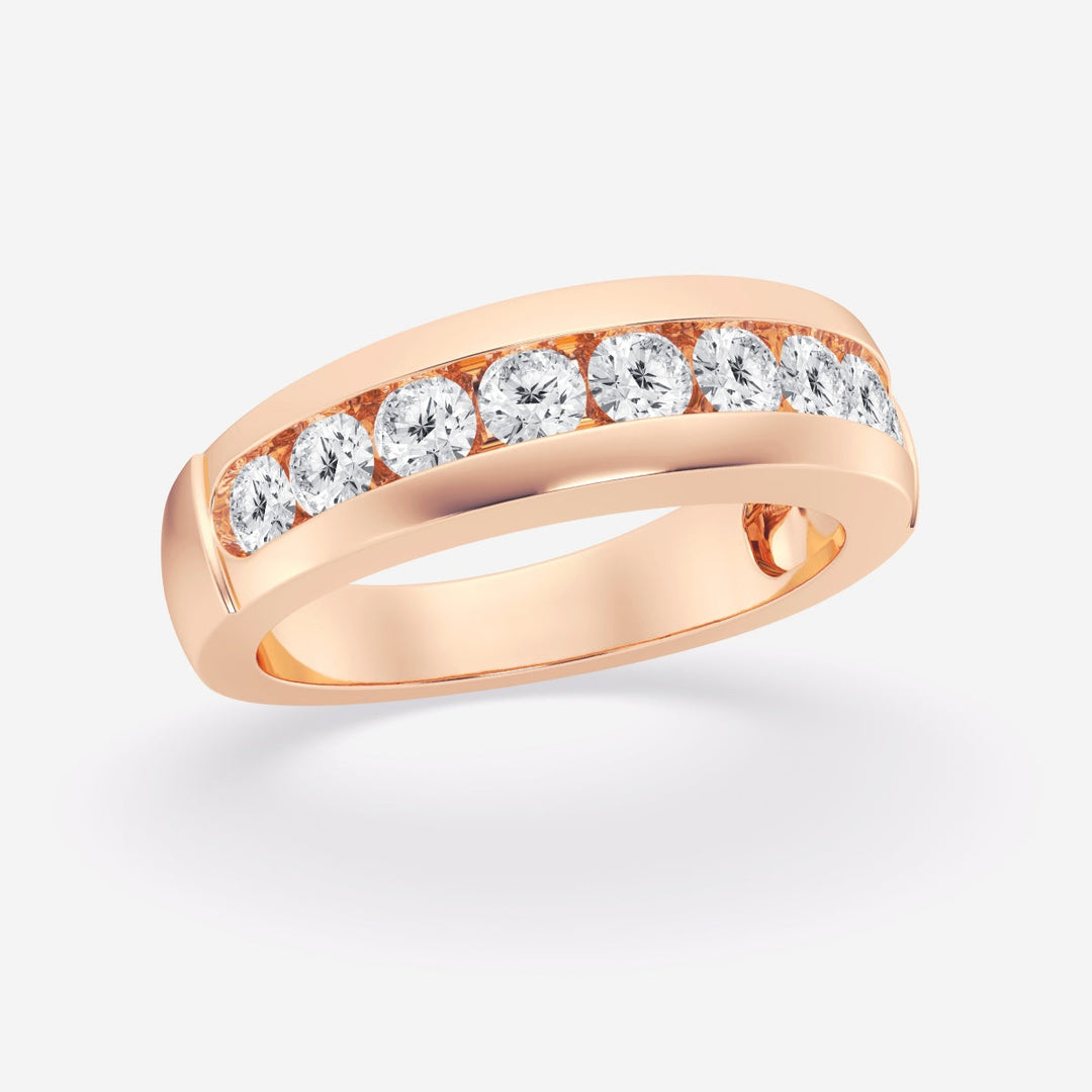 5.5mm  Round Lab Grown Diamond Nine-Stone Men's Wedding Band