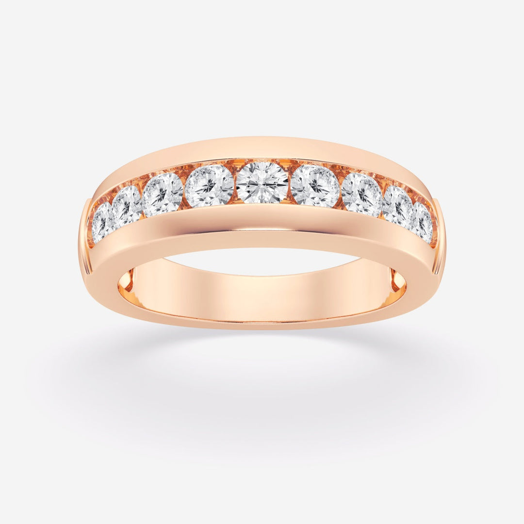 5.5mm  Round Lab Grown Diamond Nine-Stone Men's Wedding Band