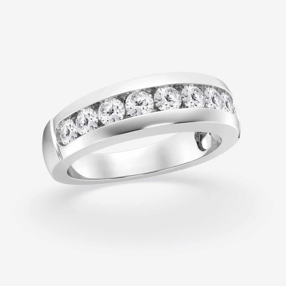 5.5mm  Round Lab Grown Diamond Nine-Stone Men's Wedding Band