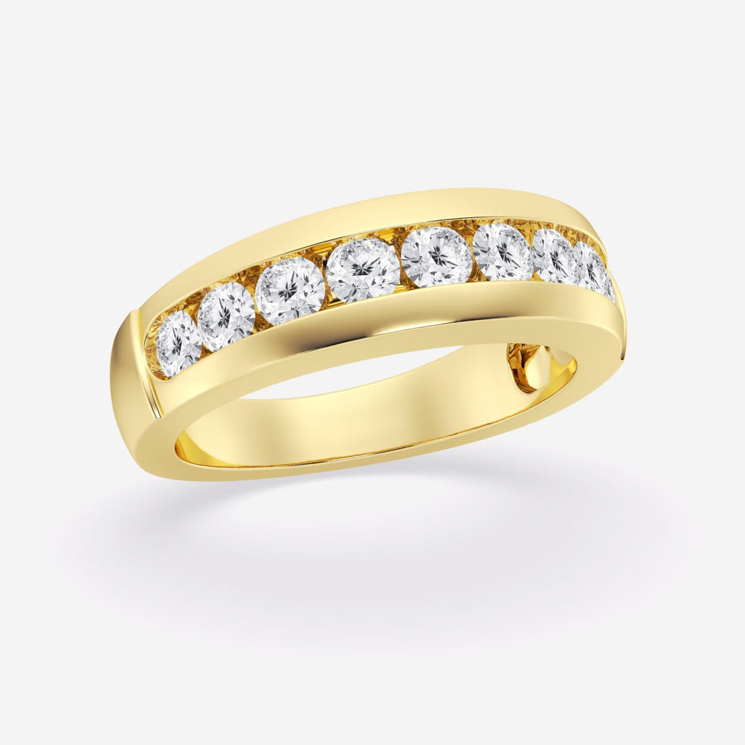 5.5mm  Round Lab Grown Diamond Nine-Stone Men's Wedding Band