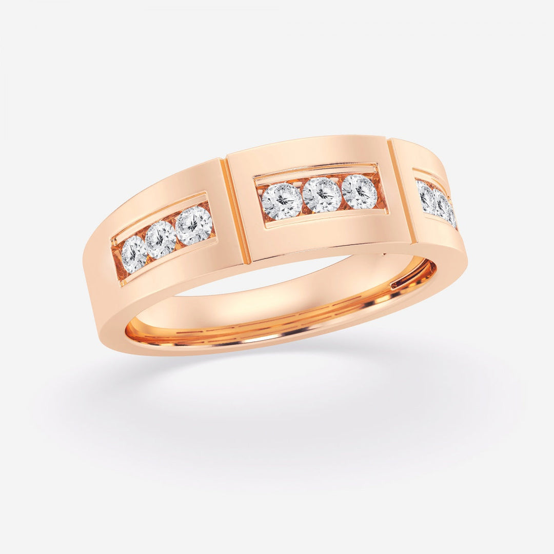 4mm Round Lab Grown Diamond Channel Set Men's Wedding Band