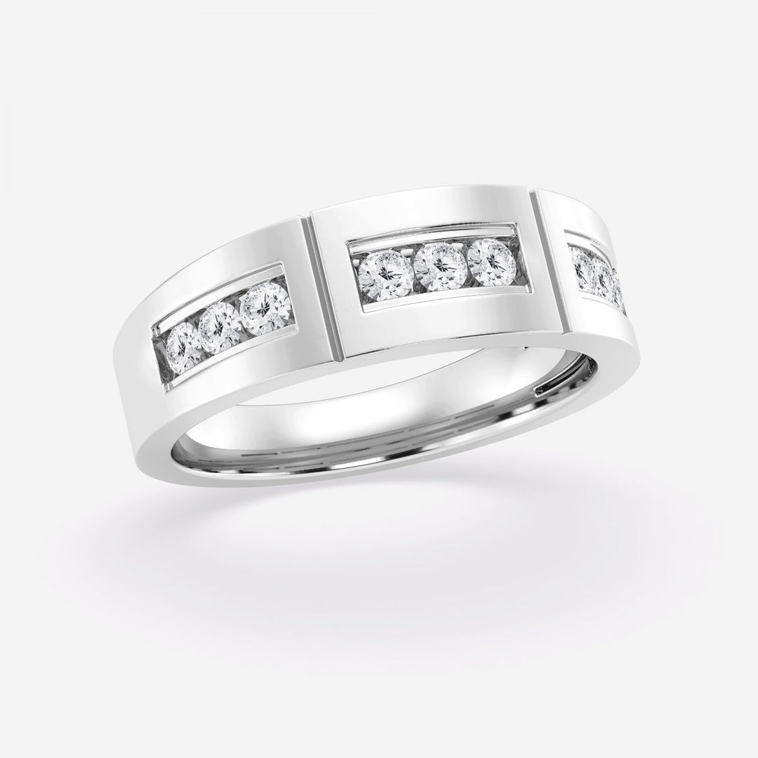 4mm Round Lab Grown Diamond Channel Set Men's Wedding Band