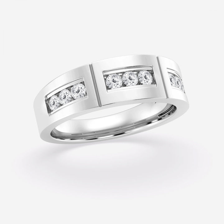 4mm Round Lab Grown Diamond Channel Set Men's Wedding Band