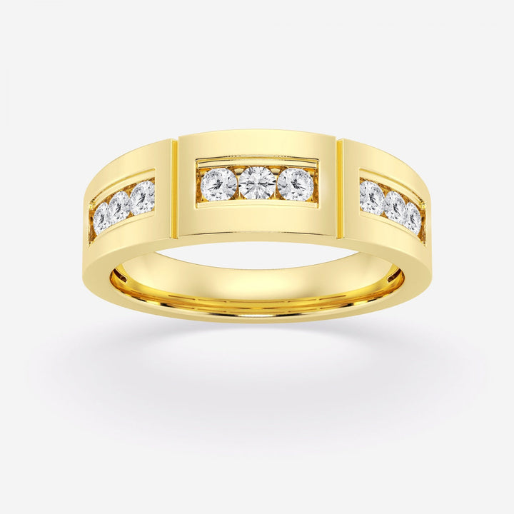 4mm Round Lab Grown Diamond Channel Set Men's Wedding Band