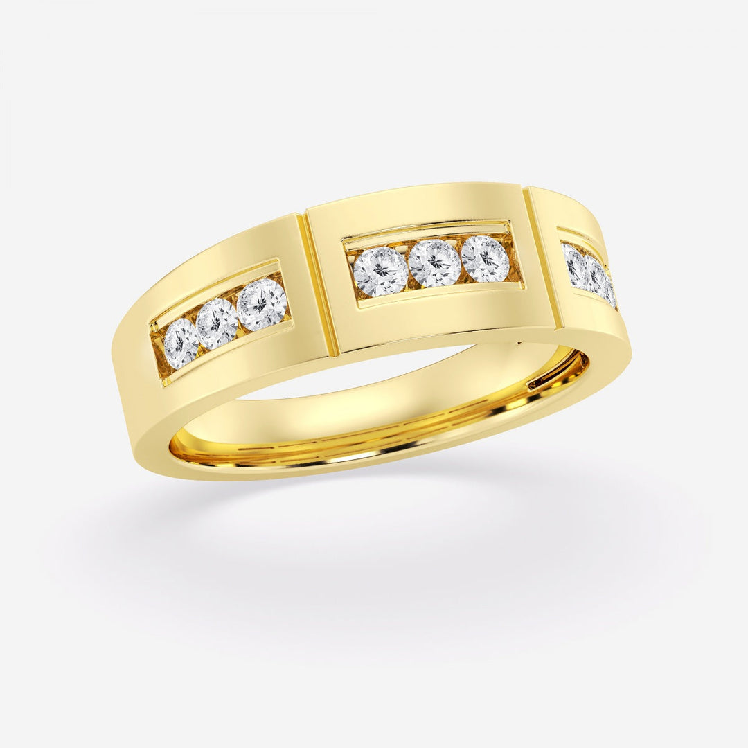 4mm Round Lab Grown Diamond Channel Set Men's Wedding Band