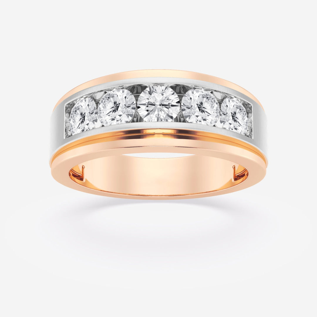 6mm Round Lab Grown Five-Stone Men's Wedding Band