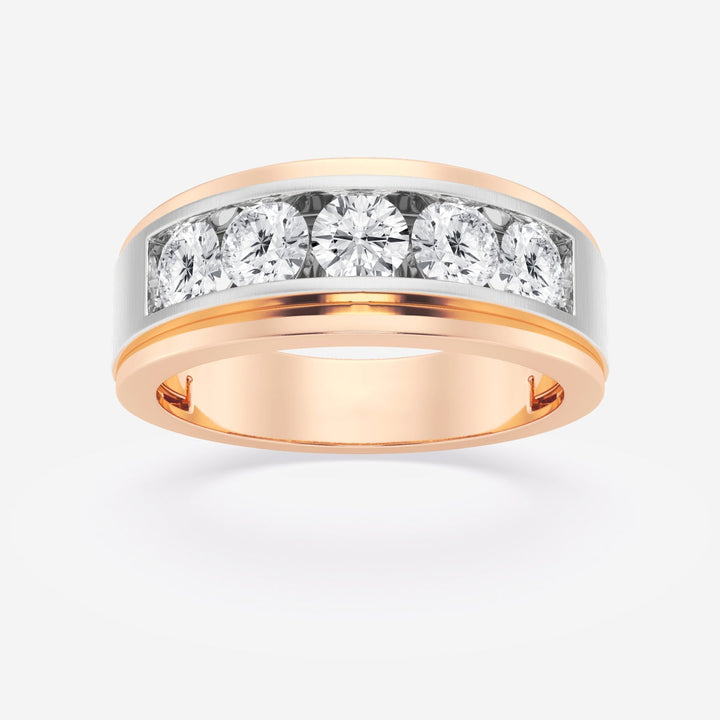 6mm Round Lab Grown Five-Stone Men's Wedding Band