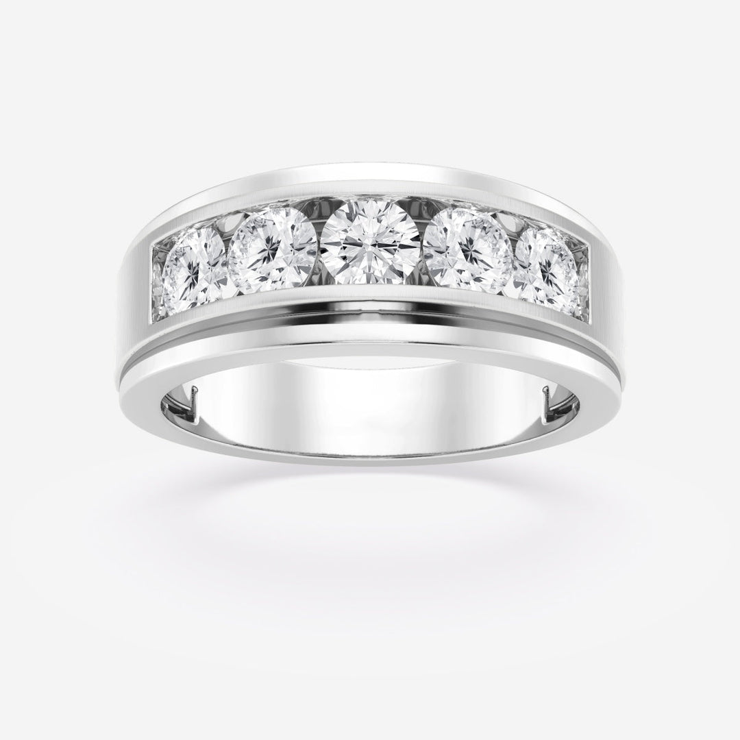 6mm Round Lab Grown Five-Stone Men's Wedding Band