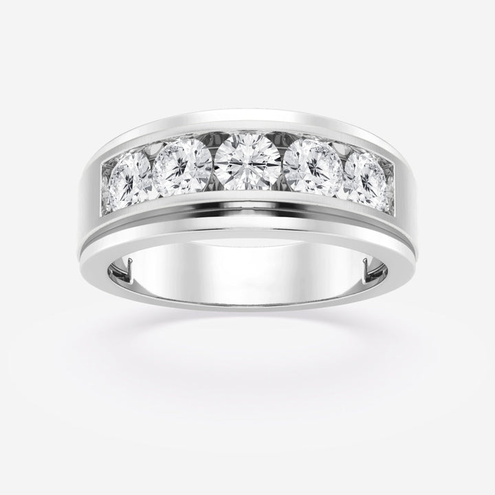 6mm Round Lab Grown Five-Stone Men's Wedding Band