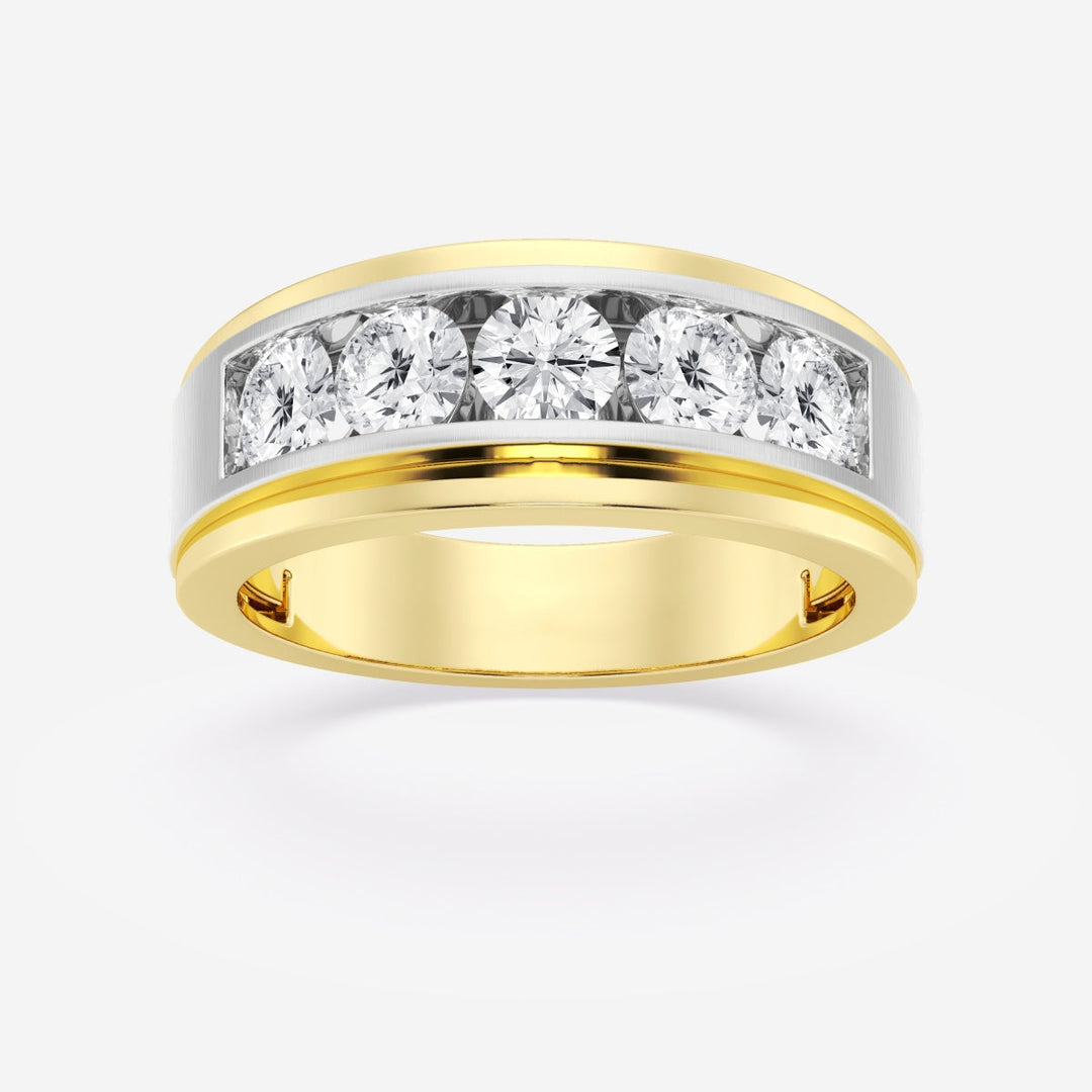 6mm Round Lab Grown Five-Stone Men's Wedding Band