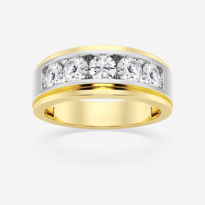 6mm Round Lab Grown Five-Stone Men's Wedding Band