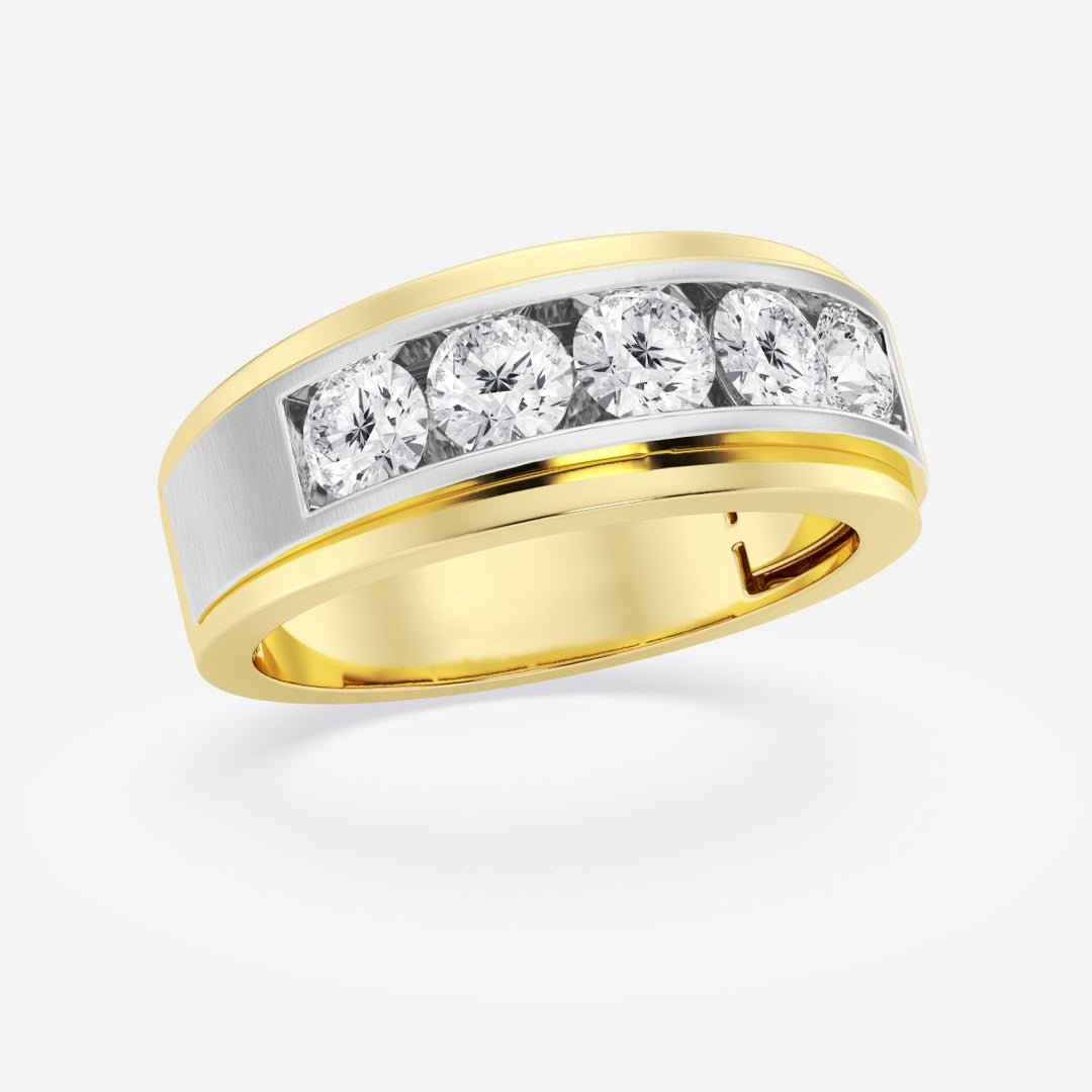 6mm Round Lab Grown Five-Stone Men's Wedding Band