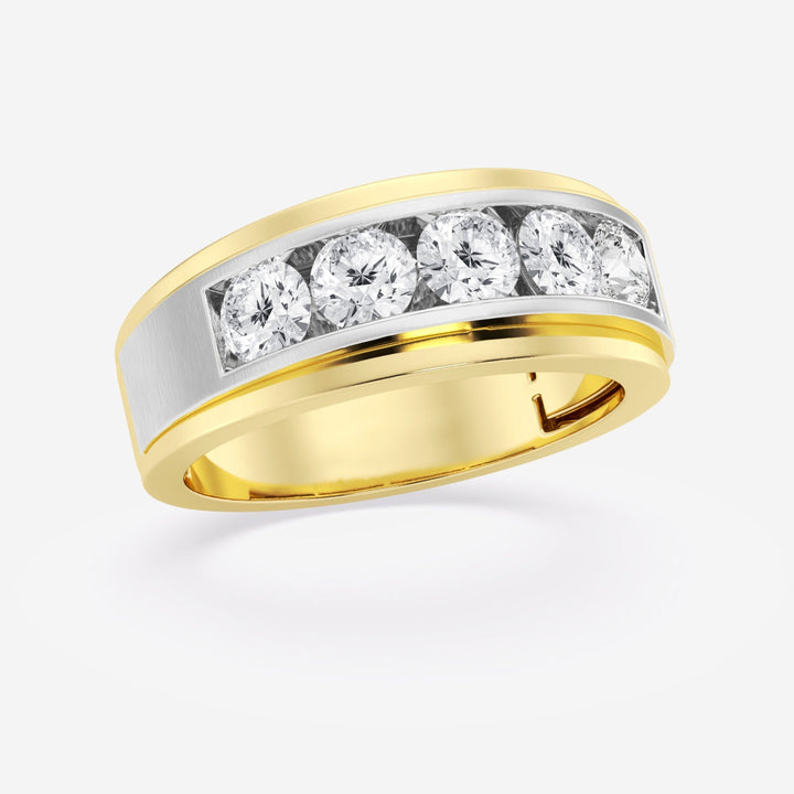 6mm Round Lab Grown Five-Stone Men's Wedding Band