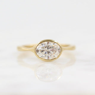 1.50ct Oval Cut Bezel Solitaire F Color VS1 Purity Lab Grown Diamond Engagement Ring