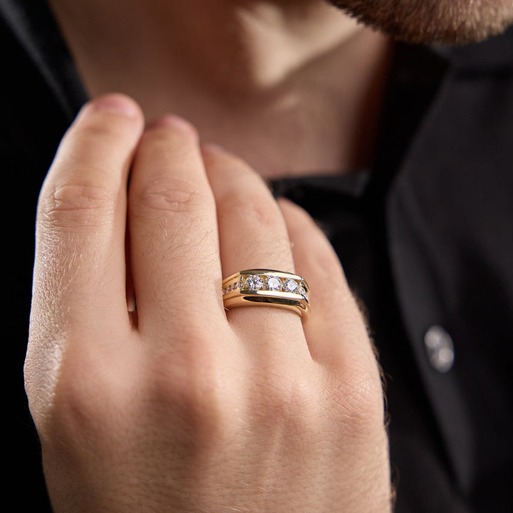 8mm Round Channel Set Lab Grown Diamond Wedding Band