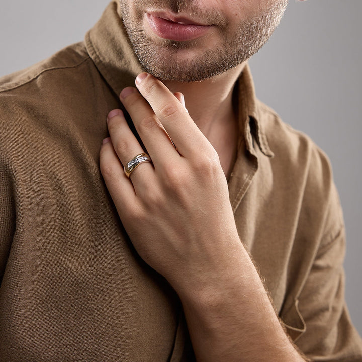 4mm Round Lab Grown Men's Crossover Men's Wedding Band