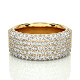 7mm Moissanite Wedding Band Yellow Gold in Micro Pave Setting