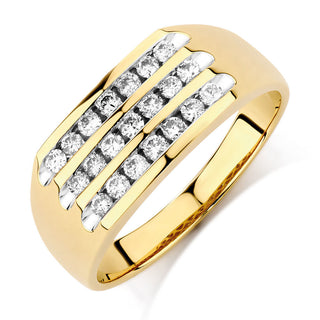 4MM Moissanite Men's Channel Set Wedding Band In Yellow Gold