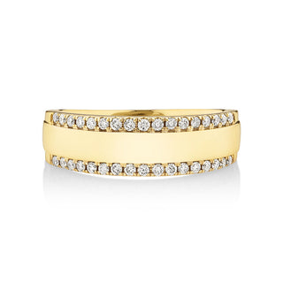 Two Row Moissanite Wedding Band with 0.37ct of Diamonds In Yellow Gold