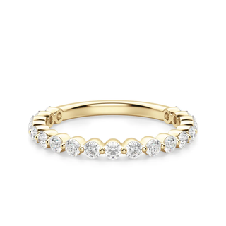 Round Cut Moissanite Shared Prong Diamond Wedding Band in Gold