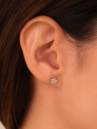 Round Flower Stud Moissanite Diamond Earrings for Women