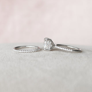 2.50CT Cushion Cut Moissanite Hidden Halo Bridal Engagement Ring Set