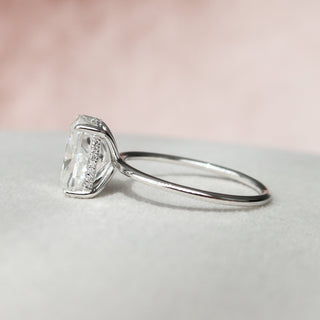 6.0CT Elongated Cushion Cut Hidden Halo Moissanite Solitaire Engagement Ring