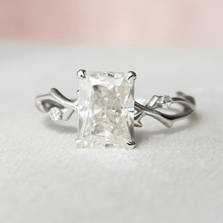 2.0CT Radiant Cut Nature Inspired Twisted Moissanite Engagement  Ring