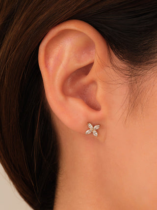 Marquise Clover Stud Moissanite Diamond Earrings for Women