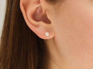 Round Cut Moissanite Diamond Bezel Set Earrings for Women
