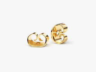Emerald Cut Moissanite Diamond Stud Earrings for Women in Yellow Gold