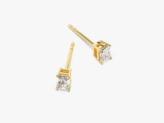 Emerald Cut Moissanite Diamond Stud Earrings for Women in Yellow Gold
