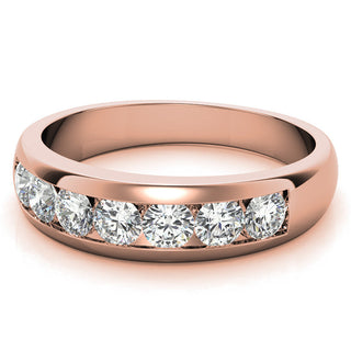 6mm Round Cut Seven Stone Men's Wedding Band in Rose Gold