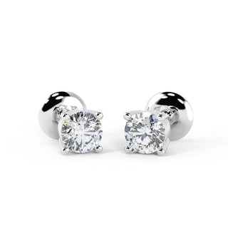 1.0CT Round Cut Moissanite Diamond Stud Earrings in White Gold