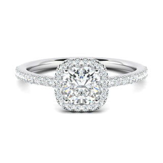 0.76ct Cushion Halo F- VS1 Lab Grown Diamond Pave Engagement Ring