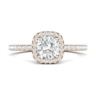 0.76ct Cushion Halo F- VS1 Lab Grown Diamond Pave Engagement Ring