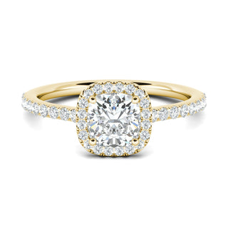 0.76ct Cushion Halo F- VS1 Lab Grown Diamond Pave Engagement Ring