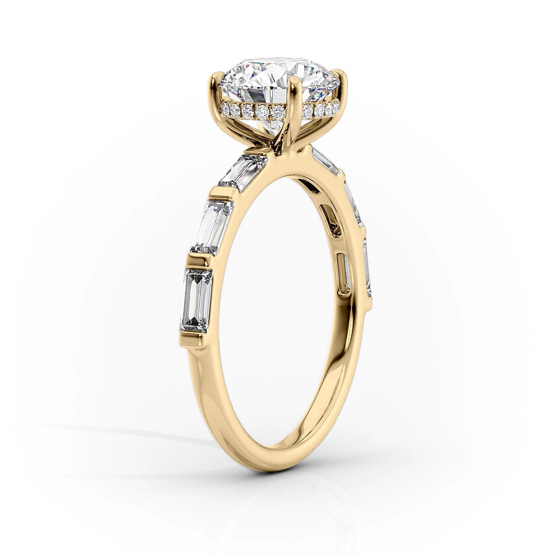 3.50CT Round Lab Grown F/VS1 Diamond Bar Set Pave Engagement Ring